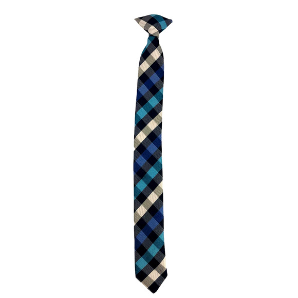 YouthTie Multicolor Blue/Black/Gray/Plaid Clip On - Picture 2 of 5